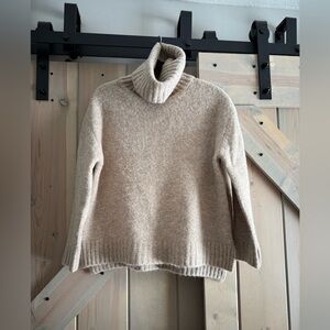 Olivaceous Exaggerated Turtleneck Sweater